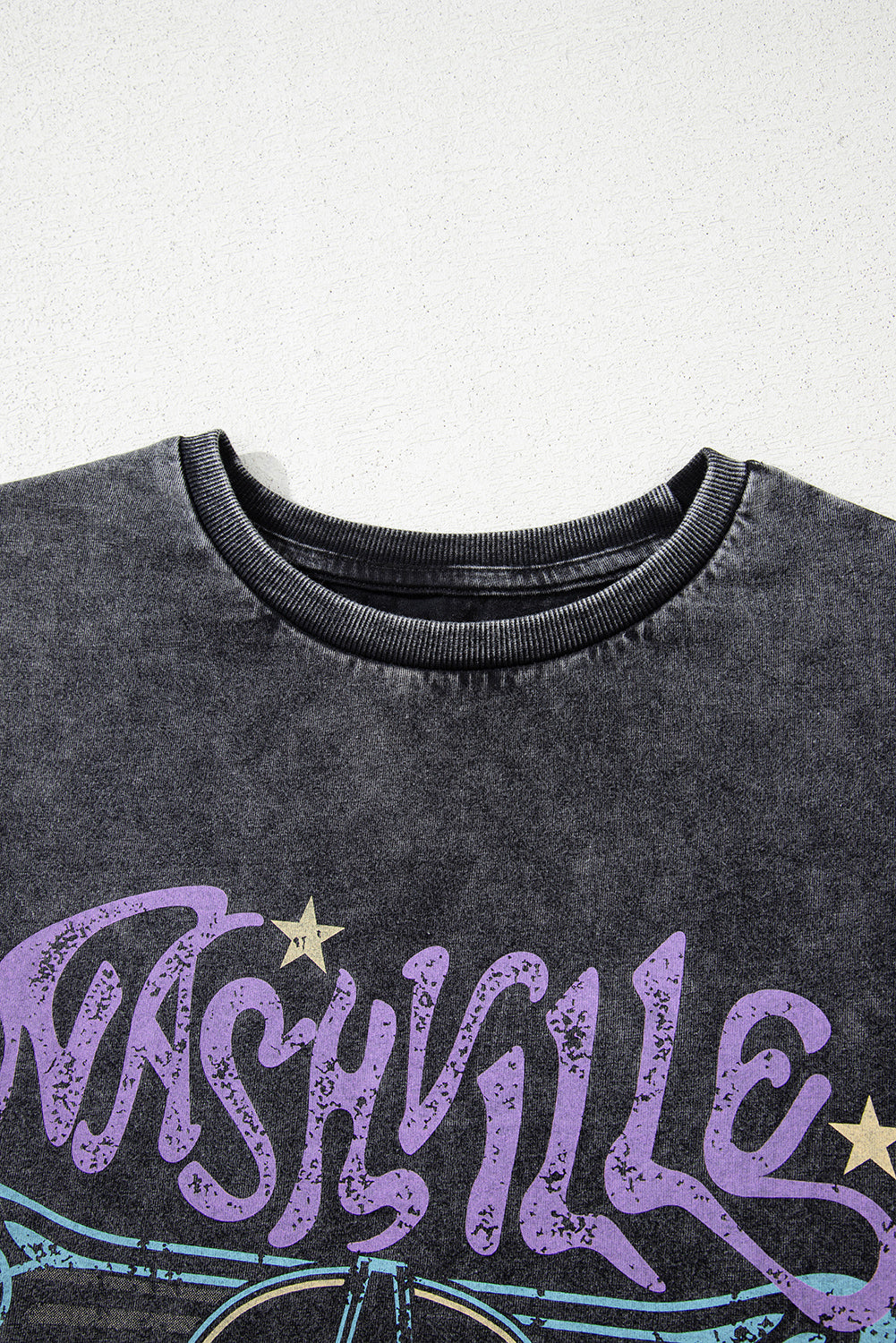 Black Nashville Tennessee Graphic Mineral Washed Vintage Tee