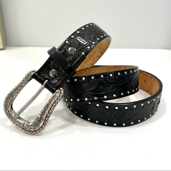 Black Floral Tooled Belt