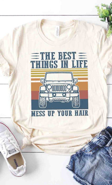 Jeep life messy hair graphic tee