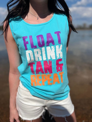 Float Drink Tan Repeat Tank Top