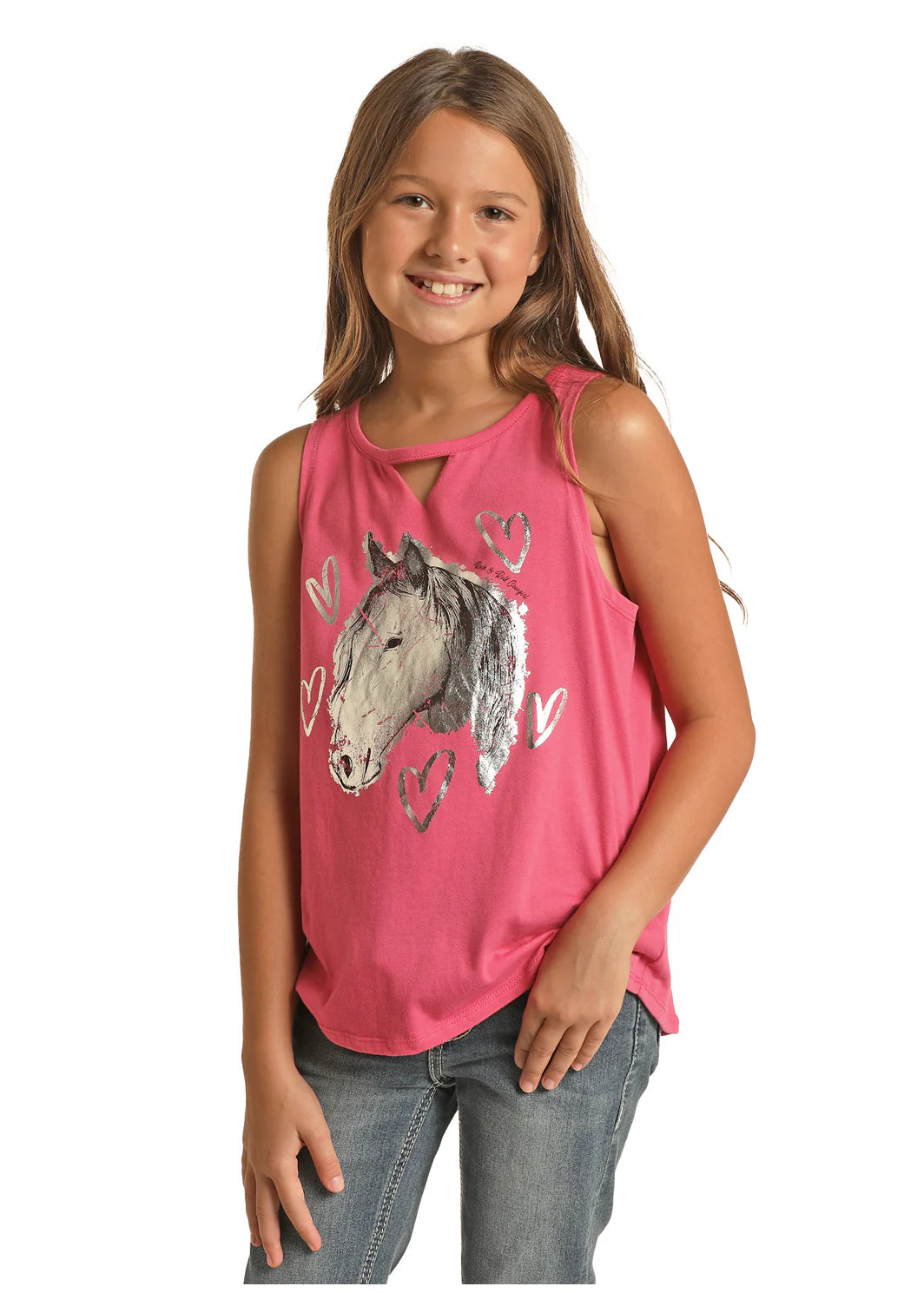 Pink tank with heart and horse