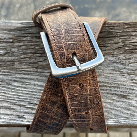 Snake Embossed Leather Belt