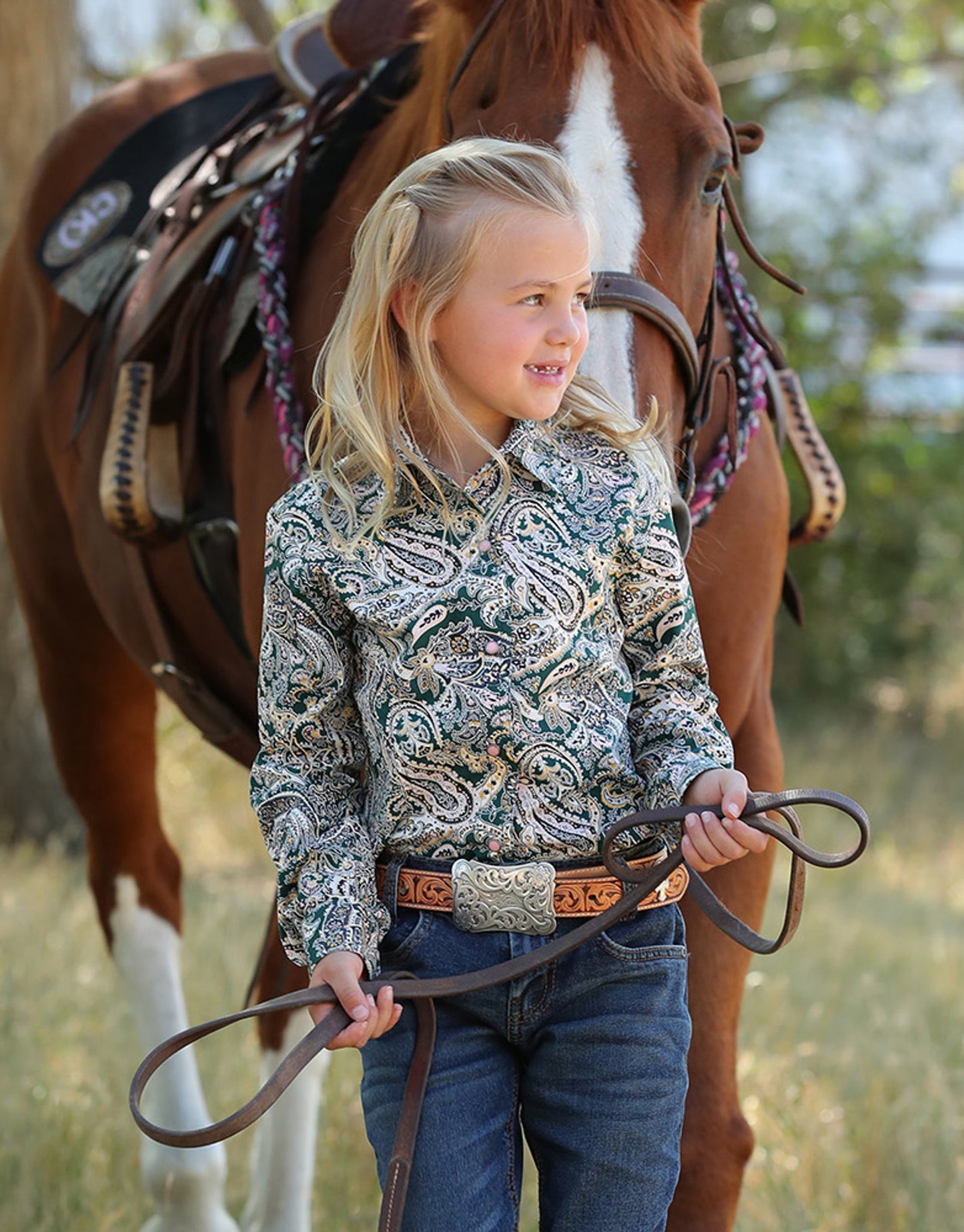 Girls Long Sleeve Paisley Shirt